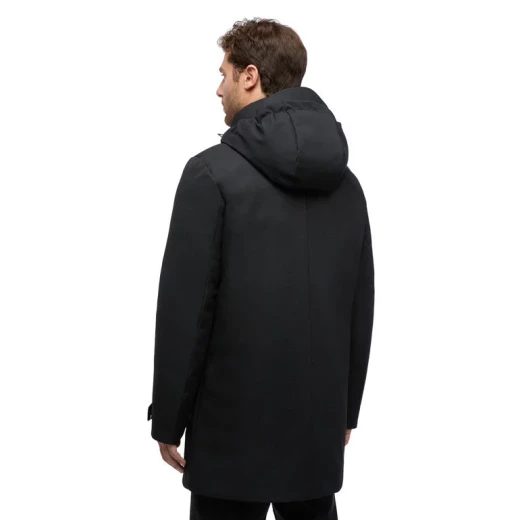Aerantis Man Longline Jacket Black Size 54 Designed for Men Ultra Breathable Wind Blocking Water Repellent Reversible Padded Hood Perfect for City Days Item Code M5628W T3211 F9000 - Geox - Image 4