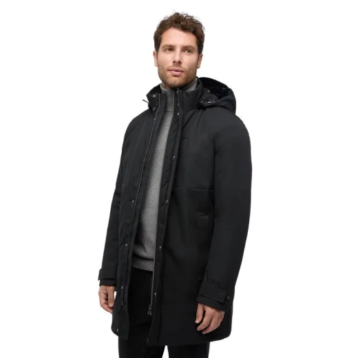 Aerantis Man 56 Black Longline Jacket: Breathable, Windproof, Water Repellent, Reversible Hood, Hi Tech Polyester, Designed for Men, Contemporary Design - Image 5