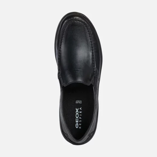 Geox Leitan Men's Loafer Black Nappa Leather Ultra Lightweight Breathable Slip On Shoes Comfortable Everyday Wear Wide Toe Design Size 42 Fast Delivery Easy Exchange - Geox - Image 3