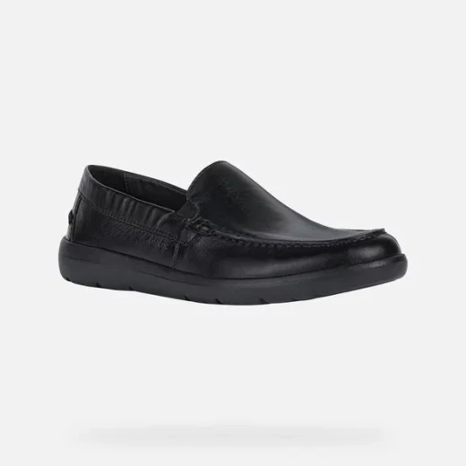Geox Leitan Men's Loafer Black Nappa Leather Ultra Lightweight Breathable Slip On Shoes Comfortable Everyday Wear Wide Toe Design Size 42 Fast Delivery Easy Exchange - Geox - Image 5