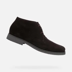 Geox Claudio Man Coffee Suede Mid Cut Desert Boots for Men in Dark Brown Color, Versatile Design for Formal and Casual Wear, Size 45, Easy Exchange