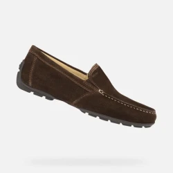 Geox Moner Men's Loafers Breathable Suede Leather Coffee Brown Size 41
