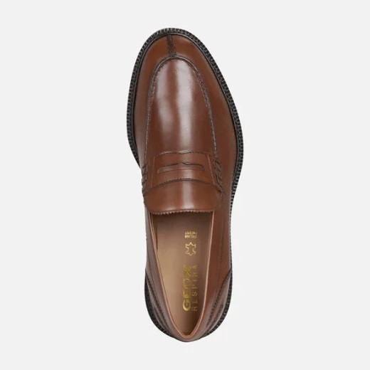 Artenova Men's Cognac Brown Leather Penny Loafer Formal Shoe Breathable Comfortable Design Size 45 Premium Quality Crafted for Formalwear Easy Exchange at Geox/Jor Stores - Geox - Image 3