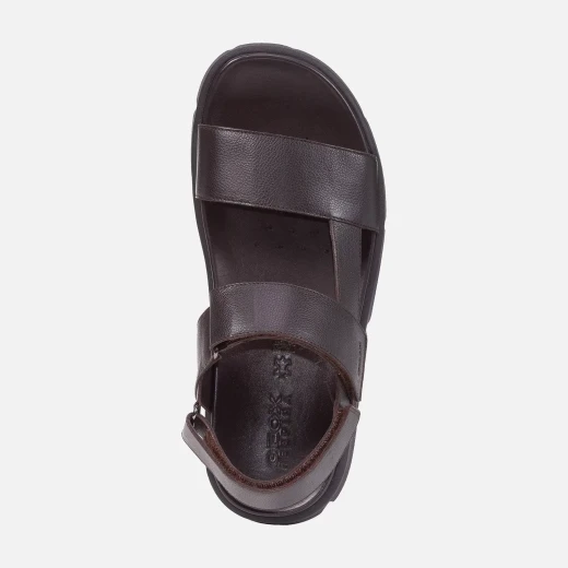 Geox Xand 2S Men's Sandal Brown Leather Breathable Cushioned Everyday Footwear Size 44 Casual Design Comfort - Geox - Image 5