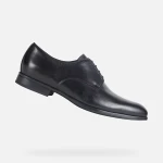 Geox Iacopo Man Formal Shoes Black Leather Size 44 Lightweight Cushioned Design Breathable Sleek Silhouette for Men's Formal Wear Fast Delivery Easy Exchange - Geox
