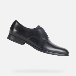 Geox Iacopo Man Formal Shoes Black Leather Size 44 Lightweight Cushioned Design Breathable Sleek Silhouette for Men's Formal Wear Fast Delivery Easy Exchange