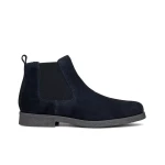 Claudio Man Navy Suede Ankle Boots for Men, Size 41, Breathable Chelsea Design - Geox