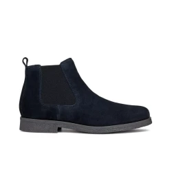 Claudio Man Navy Suede Ankle Boots for Men, Size 41, Breathable Chelsea Design