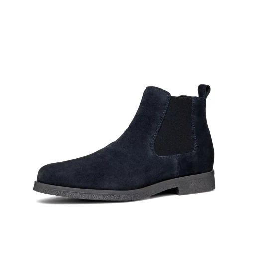 Claudio Man Navy Suede Ankle Boots for Men, Size 41, Breathable Chelsea Design - Geox - Image 9