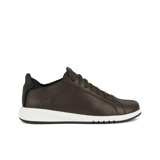 Geox Aerantis Man Low Cut Sneakers Coffee Color Soft Tumbled Leather Tennis Court Design Breathable Comfort Casual City Outfits Size 41 U357FA.00046.C6076 - Geox - Image 2