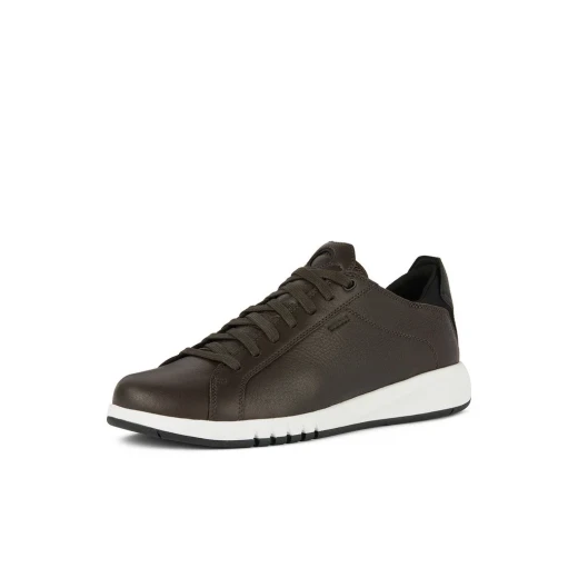 Geox Aerantis Man Low Cut Sneakers Coffee Color Soft Tumbled Leather Tennis Court Design Breathable Comfort Casual City Outfits Size 41 U357FA.00046.C6076 - Geox - Image 5