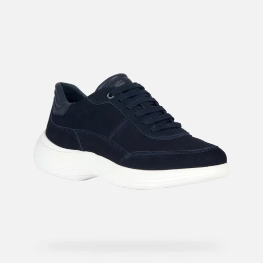 Geox Fluctis Man Navy Blue Nubuck Sneakers Ultra Breathable Low Cut Men's Shoes Size 41 Contemporary Stylish Comfort and Lightness Perfect For Everyday Wear - Geox - Image 3