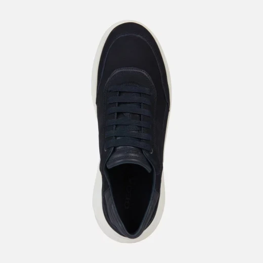 Geox Fluctis Man Navy Blue Nubuck Sneakers Ultra Breathable Low Cut Men's Shoes Size 41 Contemporary Stylish Comfort and Lightness Perfect For Everyday Wear - Geox - Image 5