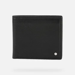 محفظة رجالية جلدية سوداء مضغوطة من Wallet Man، تصميم أنيق وعصري، فتحات متعددة للبطاقات، جلد مدبوغ، إكسسوار يومي، توصيل سريع، سهولة الاستبدال في متاجر GEOX/JOR