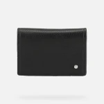 Wallet Man Black Leather Card Holder with Ridged Metal Stud for Men Compact & Functional Design Perfect Gift Idea Fast Delivery Easy Exchange - Geox