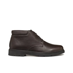 Geox Spherica EC1 Men's Ankle Boots Brown Color, Lace Up Desert Boot Style with Ultra Cushioning Outsole and Tumbled Leather Upper, Size 46, Breathable and Comfortable