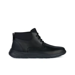 Geox Portello Man Black Leather Casual Shoes, Featuring Breathable and Waterproof Technology, Ensuring All Day Comfort, Available in Size 41, Designed for Men