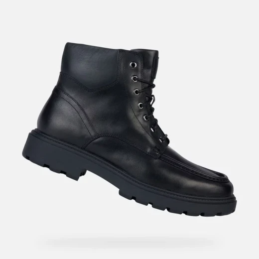 Geox Spherica EC7 Men's Ankle Boots Black Leather Lace Up Design 42 Size Breathable Cushioning Lug Sole For Winter City Style - Image 2