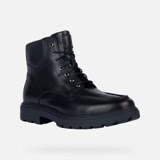 Geox Spherica EC7 Men's Ankle Boots Black Leather Lace Up Design 42 Size Breathable Cushioning Lug Sole For Winter City Style - Image 3