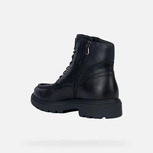 Geox Spherica EC7 Men's Ankle Boots Black Leather Lace Up Design 42 Size Breathable Cushioning Lug Sole For Winter City Style - Image 4