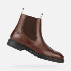 Geox Tiberio Men's Ankle Boots Cognac Leather Brogue Detail 43