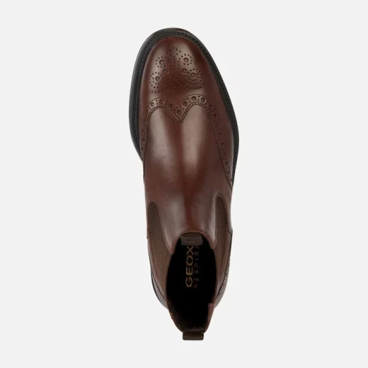 Geox Tiberio Men's Ankle Boots Cognac Leather Brogue Detail 43 - Geox - Image 5