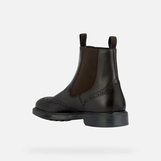 Geox Tiberio Man Ankle Boot Coffee 44 Aged Leather Lace Up Brogue Detailing Autumn Winter City Style Office Evening Wear Breathable Comfort Classic Design U36G5D.00064.C6009 - Geox - Image 4