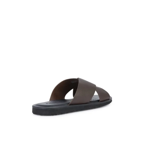 Geox Erice Man's 44 Coffee Sandals: Breathable Leather Crossover Design with Padded Footbed, Timeless Style for Men's Casual Wear, Easy Exchange at GEOX/JOR Stores - Erice - Image 4