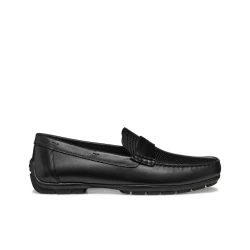Moner 2FIT Men's Casual Loafer Shoes in Black Leather, Breathable and Lightweight Design, Perfect for Everyday Wear and Comfortable Fit, Size 41