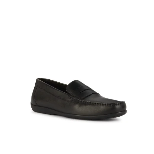 Ascanio Men's Leather Loafers Black Size 40 Breathable Shoes - Geox - Image 3