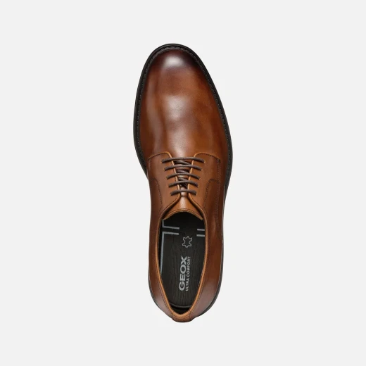 Walk Pleasure Man's Light Brown Leather Formal Shoes Size 42 Lightweight Cushioning Elegant Design Perfect for Business and Special Occasions City Suaveness - Geox - Image 5