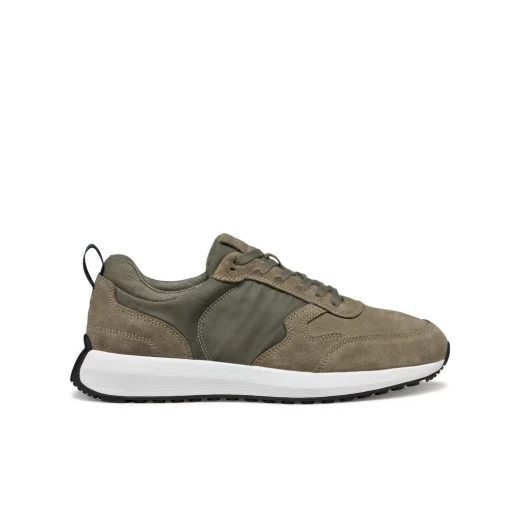 Volpiano Man Running Sneaker Sage Green Suede and Nylon 42: Modern Urban Style Breathable Comfort Casual Active Design U45GCA.022FU.C3016 - Geox - Image 2