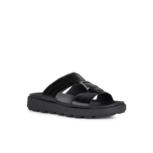 Geox Spherica EC6 Men's Sandal Breathable Ultra Cushioning Printed Leather with Metal Detail Size 42 Black Perfect for Summer Light Foot Feel - Image 3