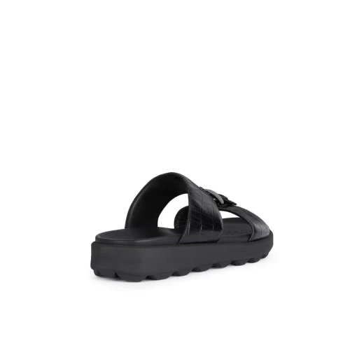 Geox Spherica EC6 Men's Sandal Black Printed Leather Ultra Cushioning for Summer 41 with Metal Detail Breathable Lightweight Stylish Footwear - Geox - Image 4