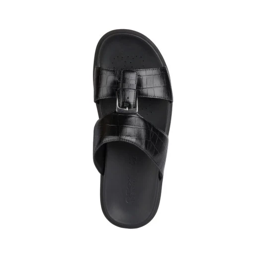 Geox Spherica EC6 Men's Sandal Black Printed Leather Ultra Cushioning for Summer 41 with Metal Detail Breathable Lightweight Stylish Footwear - Geox - Image 6