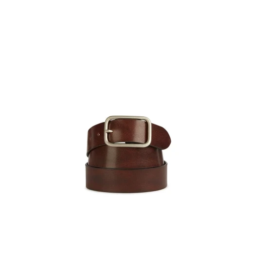 Geox Men's Cognac Leather Belt 110cm with Rounded Metal Buckle for Casual Wear, Aged Leather Design, and Everyday City Styling, U45K5D.00064.C6054, Width 3.5cm - Geox - Image 2