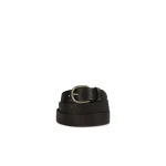 Geox Men's Black Leather Belt with Rounded Metal Buckle, 3cm Width, Versatile Design for Urban Looks, Available in 110cm Length, Stylish Accessory - Geox