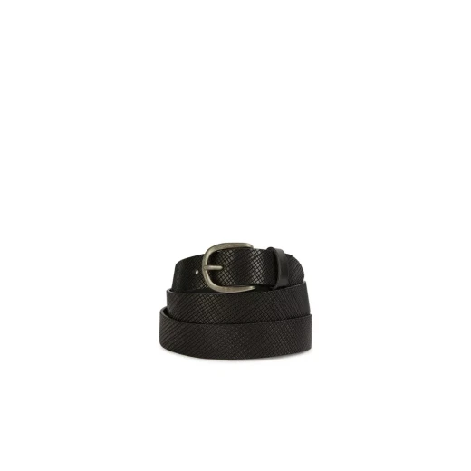 Geox Men's Black Leather Belt with Rounded Metal Buckle, 3cm Width, Versatile Design for Urban Looks, Available in 110cm Length, Stylish Accessory - Geox - Image 2