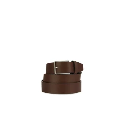 Geox Men's Leather Belt Coffee Brown 110cm with Contoured Metal Buckle and Vegetable Tanned Leather for Everyday City Styling, Width 3.5cm, Versatile Design