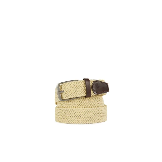Geox Men's Beige Woven Fabric Belt 105cm Wide Casual Style for City and Off Duty Looks with Plain Leather Detailing and Gleaming Metal Buckle for Stylish Everyday Wear - Geox - Image 2