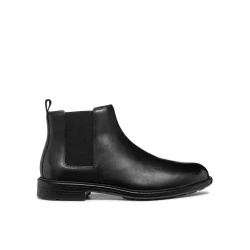 Geox Walk Pleasure Men's Ankle Boots in Black Leather, Size 44, Featuring Comfortable Chelsea Boot Design, Superior Cushioning, and Plain Leather Upper, Perfect for All Day Wear