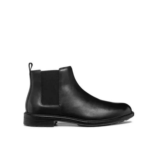 Geox Walk Pleasure Men's Ankle Boots in Black Leather, Size 44, Featuring Comfortable Chelsea Boot Design, Superior Cushioning, and Plain Leather Upper, Perfect for All Day Wear - Geox - Image 2