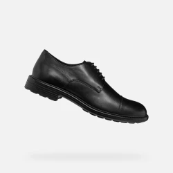 Geox Walk Pleasure Men's Derby Leather Lace Up Shoes Black Size 43, Comfortable, Breathable, Ideal for Special Occasions and Business Engagements, Easy Goods Exchange