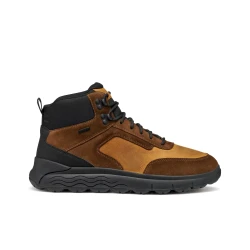 Geox Spherica 4x4 ABX Men's Waterproof Ankle Boots Cognac Brown Suede Leather Effect Upper Breathable Cushioned Comfort Size 41 Outdoor Winter Footwear
