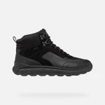 Geox Spherica 4x4 ABX Men's Waterproof Ankle Boots Black Crafted From Pull Up Leather and Suede Sporty Style Cushioned Comfort Sizes Available 45 Perfect for Rain and Everyday Wear