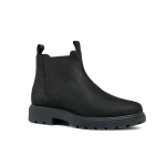 Geox Spherica EC7 Men's Ankle Boots in Black, Size 41, Featuring Breathable Leather, Exceptional Cushioning, and Effortless City Styling for Everyday Wear. Fast Delivery Available. - Geox
