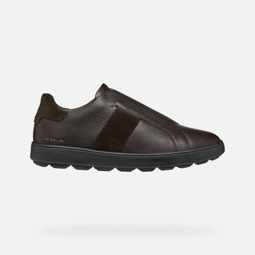 Geox Spherica ECUB-1 Men's Low Cut Sneakers Brown Leather Suede Upper Cushioned Breathable Style 46 European Size Designed In Italy Fast Delivery Easy Exchange