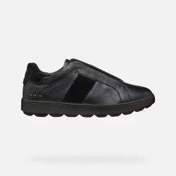 Geox Spherica ECUB-1 Men's Sneakers Black Leather Suede Breathable Cushioned Lightweight Comfort 41 EU Size Active Chic Style