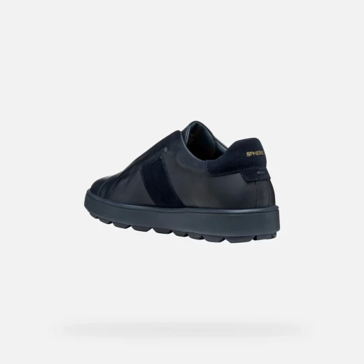 Geox Spherica ECUB-1 Men's Sneakers Navy Blue Waxed Leather Suede Detailing Breathable Cushioning Comfort 46 Italian Design Urban Style - Image 5