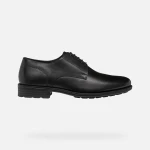 Geox Walk Pleasure F Men's Derby Shoe Black Leather Lace Up Comfort Breathable Cushioning For Business and Formal Wear Size 45 - Geox